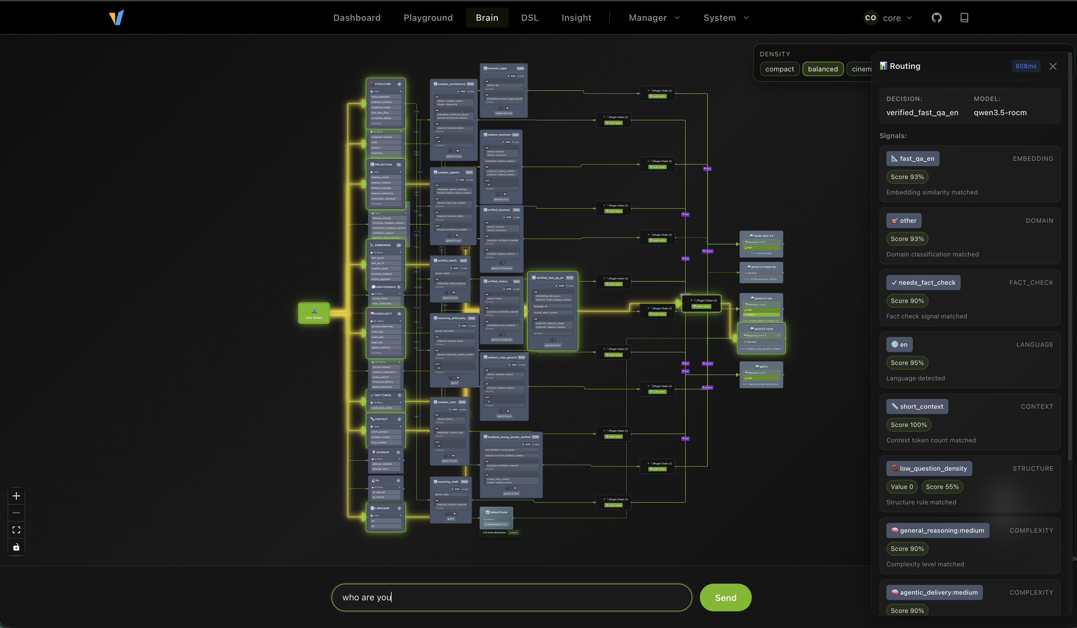 Brain topology view of the routing graph
